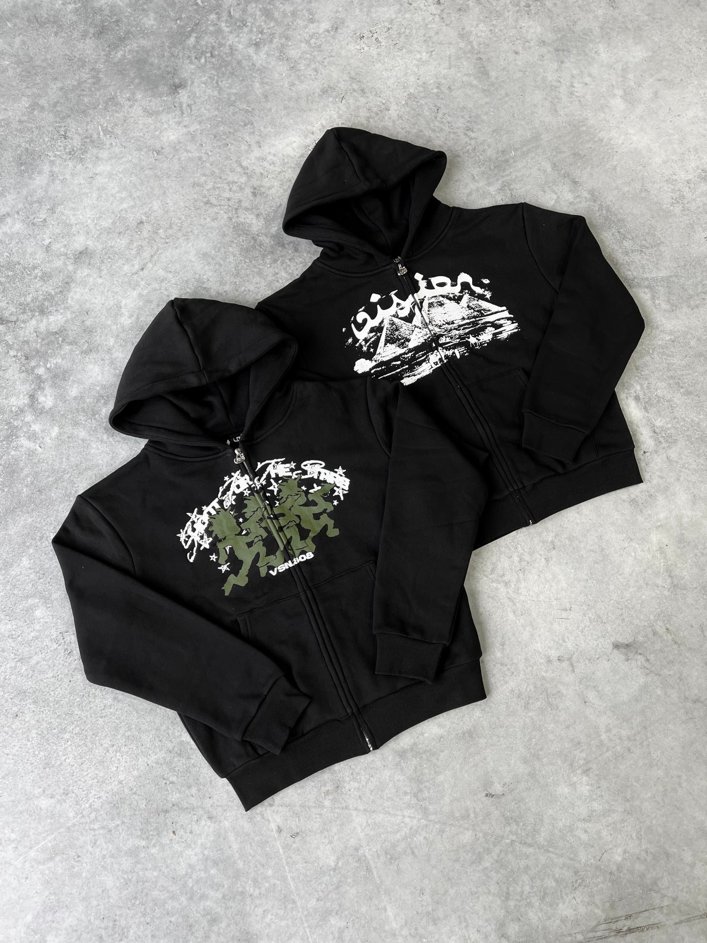Zip Hoodie Military - Noir
