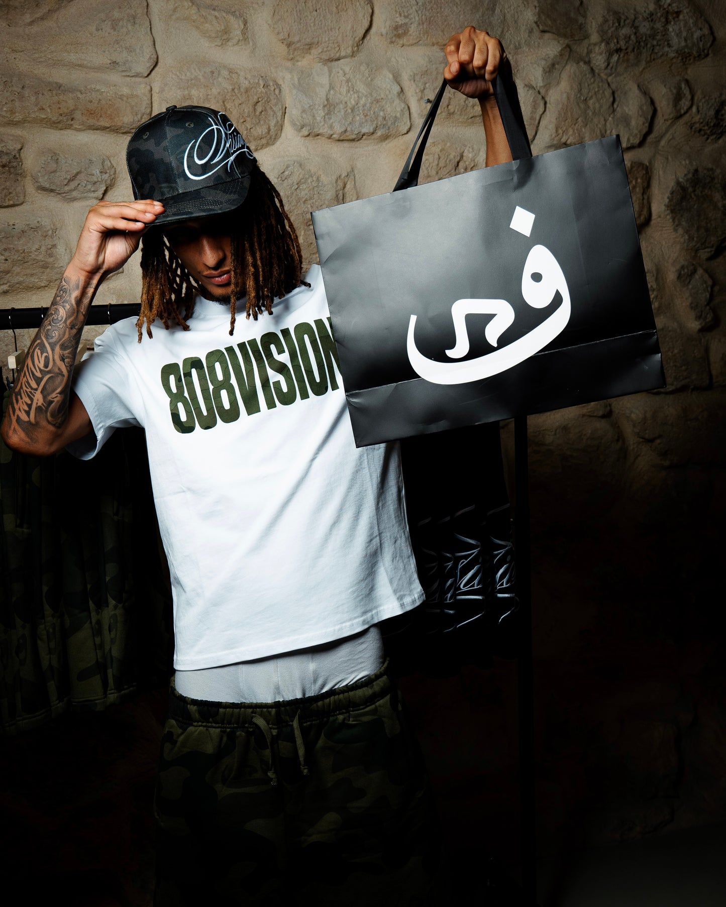 T-shirt 808VISION Camo - Blanc & Vert