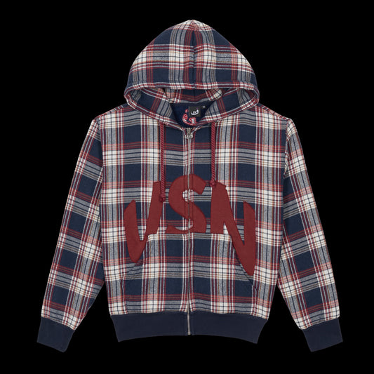 Zip Hoodie VSN Plaid - Red