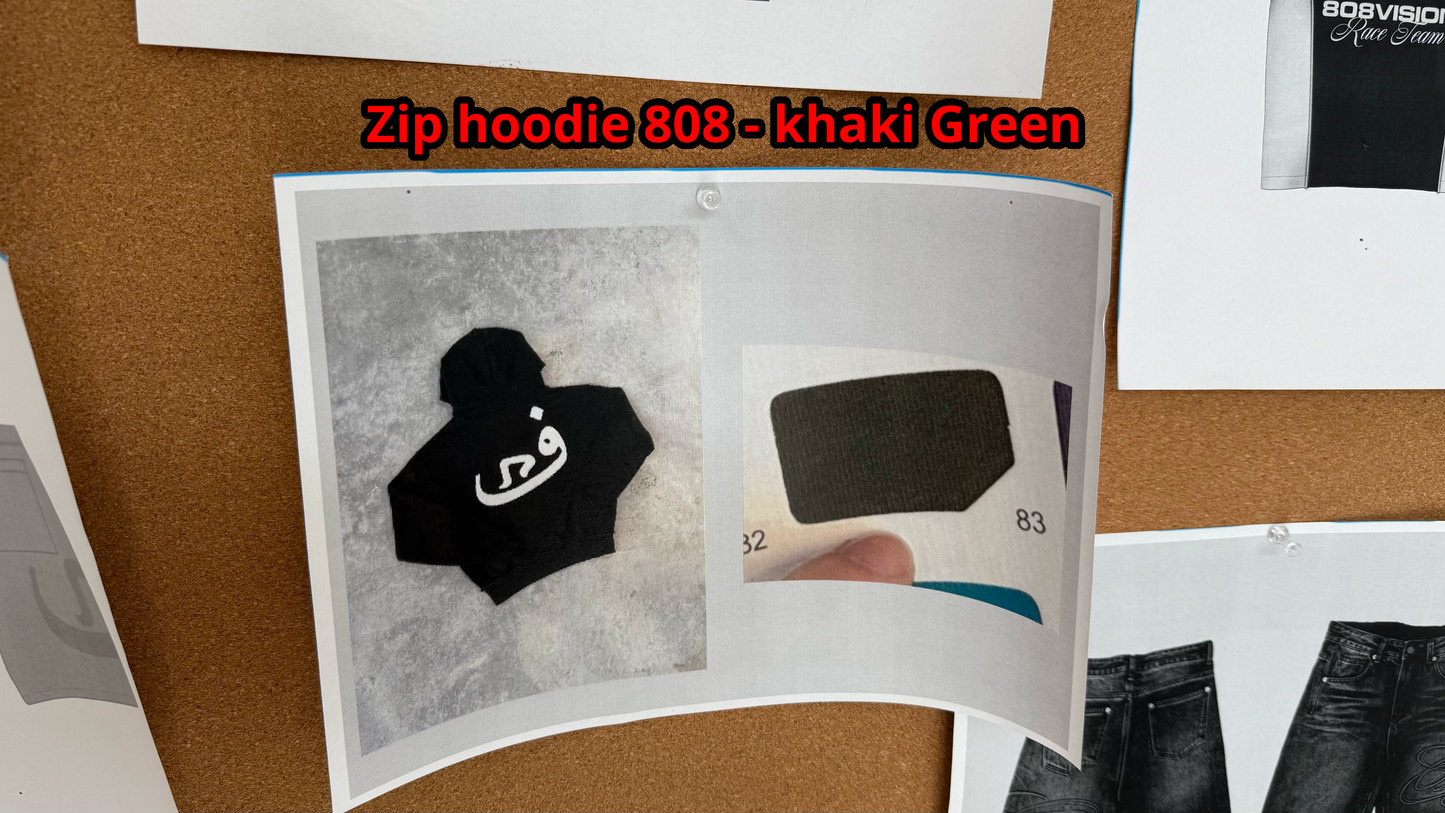Zip Hoodie 808 - Kaki Vert