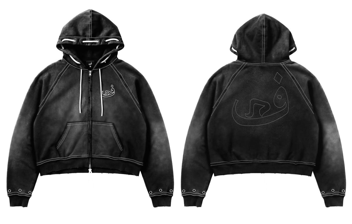 Zip Hoodie Dotted 808 - Black