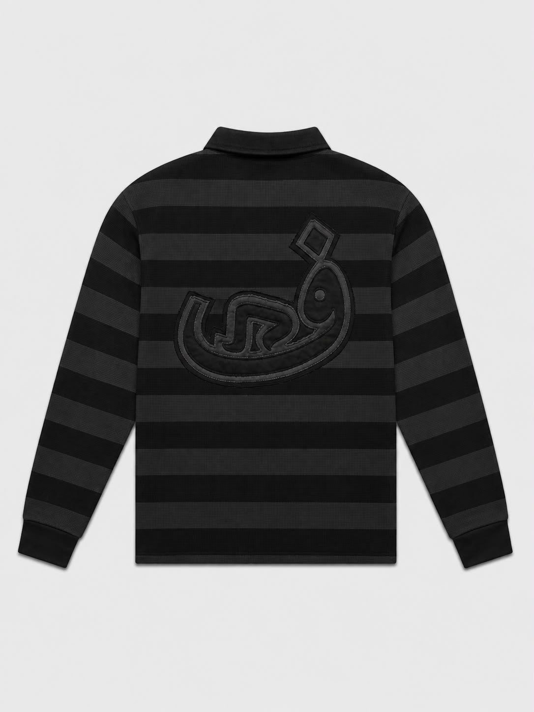 Polo Shirt Stripe Frayed - Black