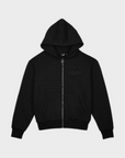 Zip Hoodie Stripe Frayed - Black