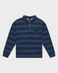 Polo Shirt Stripe Frayed - Blue