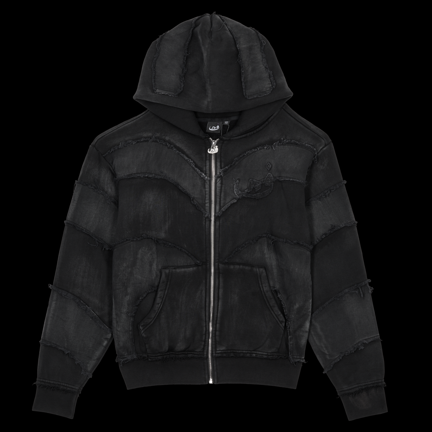 Zip Hoodie Frayed 808 - Noir