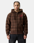 Zip Hoodie Plaid - Brown