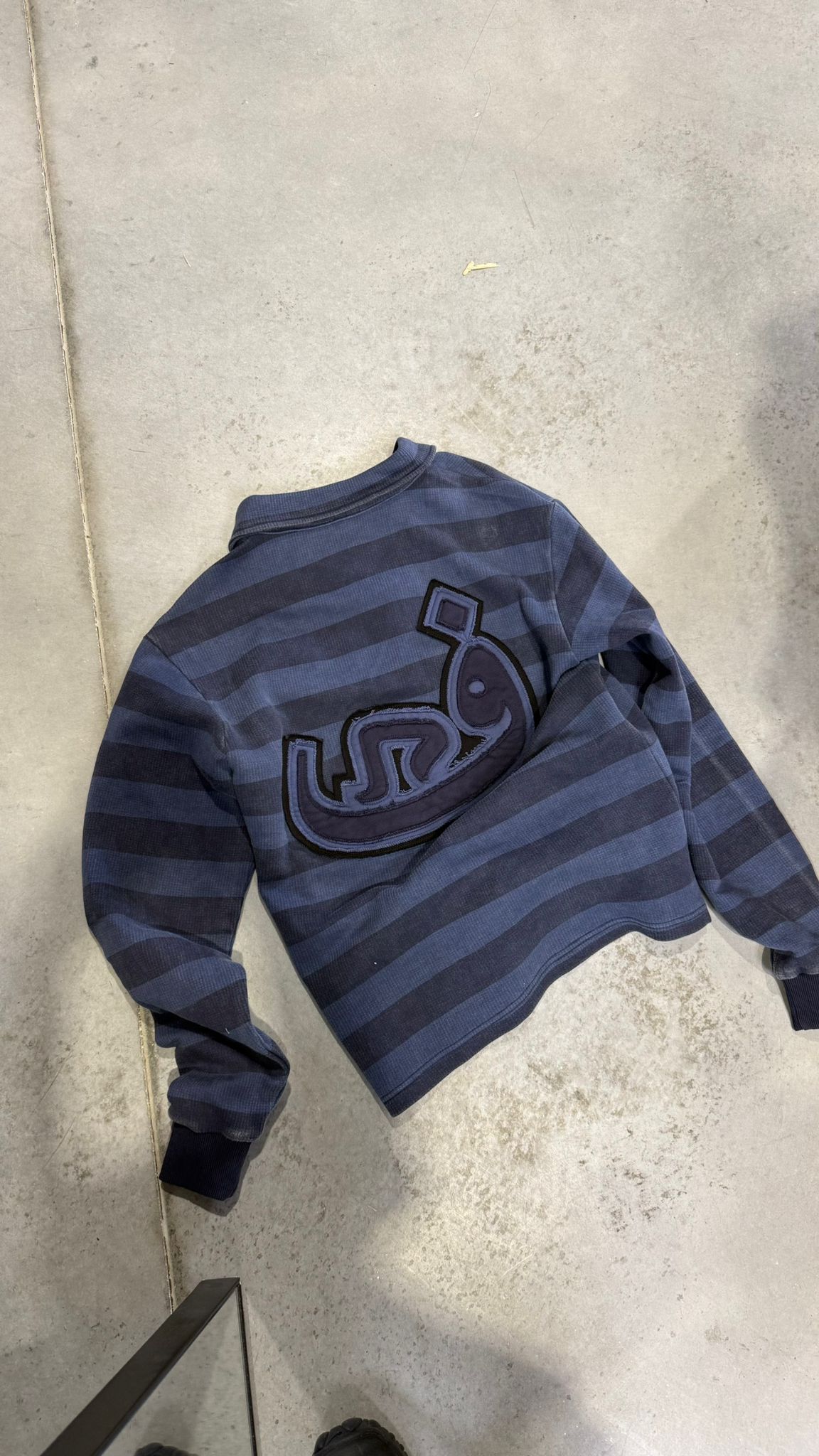 Polo Shirt Stripe Frayed - Blue