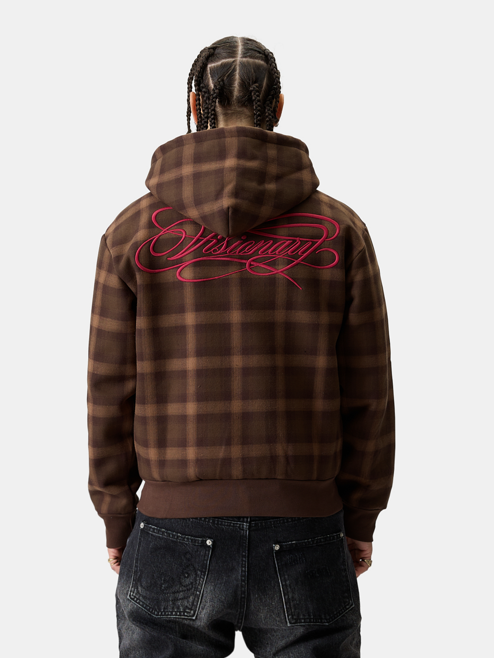 Zip Hoodie Plaid - Brown – 808VISION