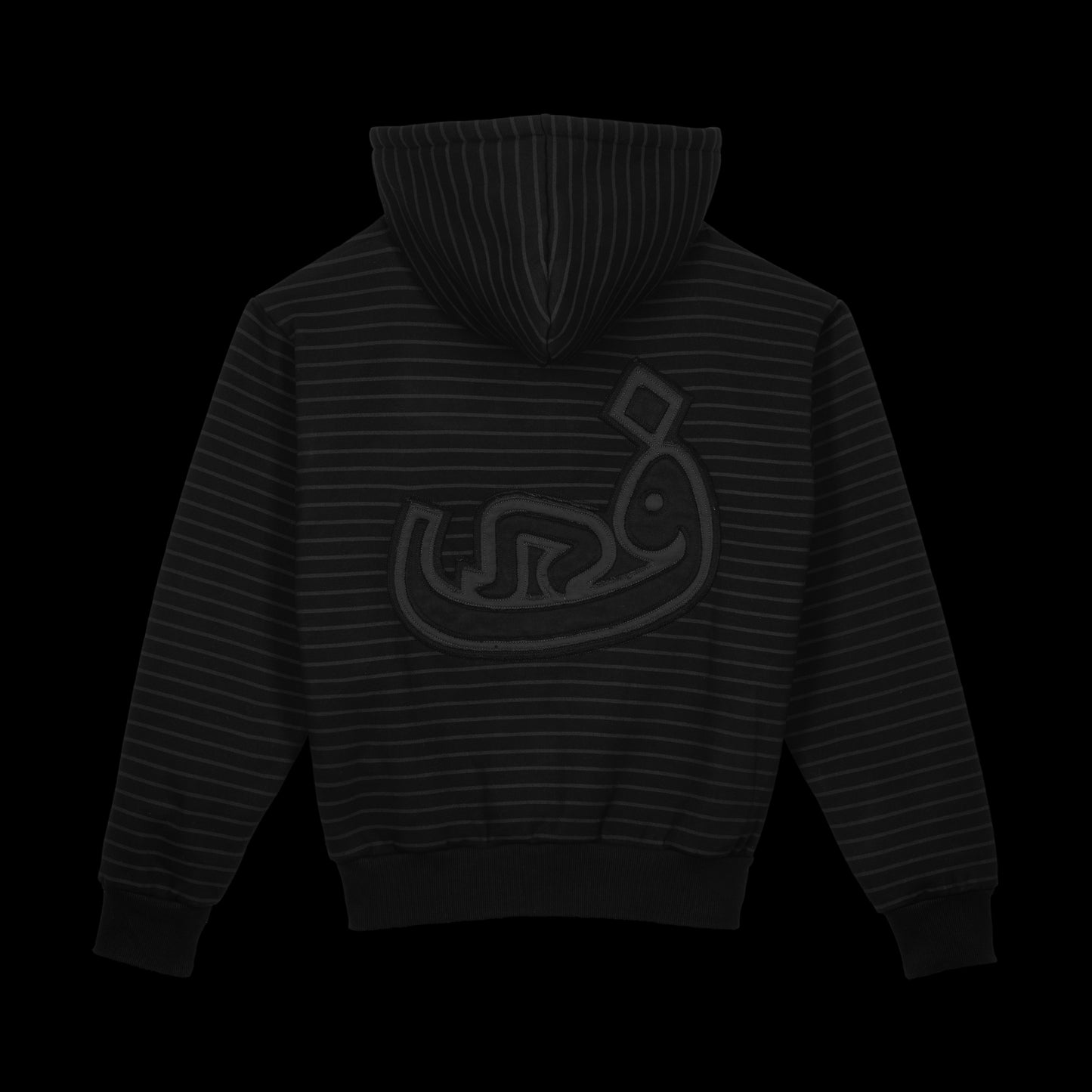 Zip Hoodie Stripe Frayed - Black