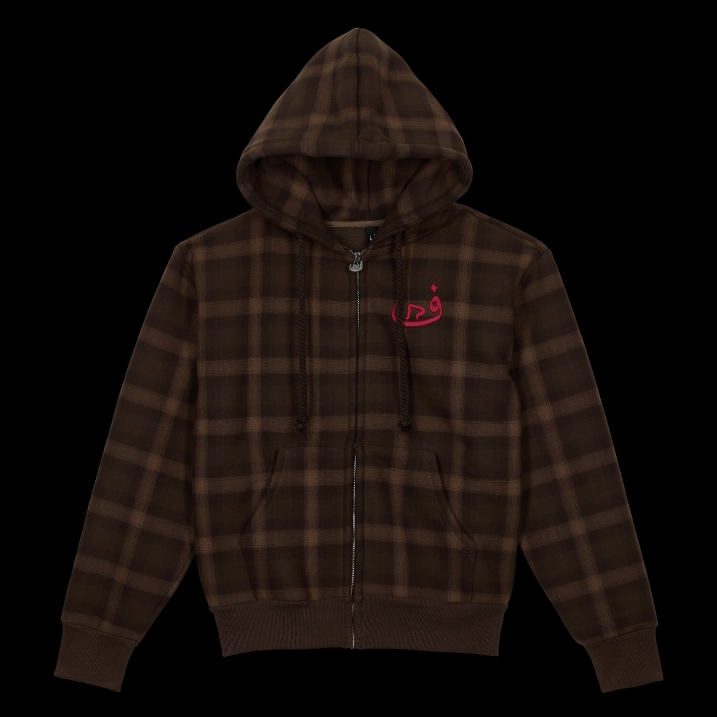 Zip Hoodie Plaid - Brown