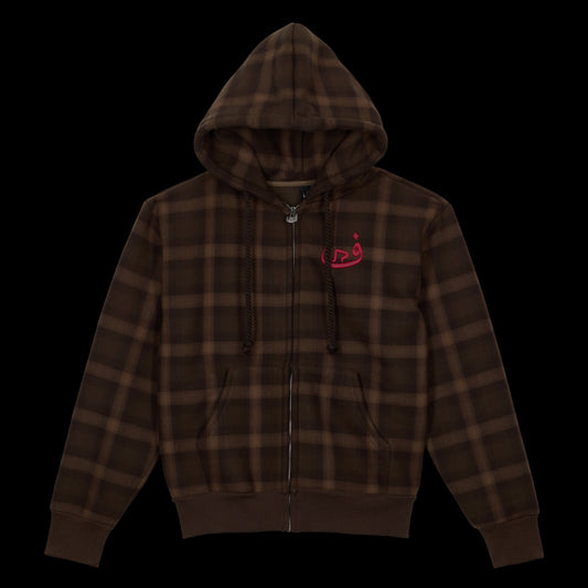 Zip Hoodie Plaid - Brown