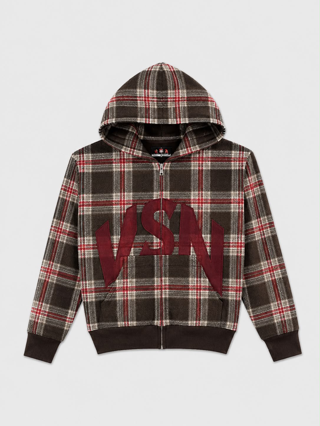 Zip Hoodie VSN Plaid - Brown