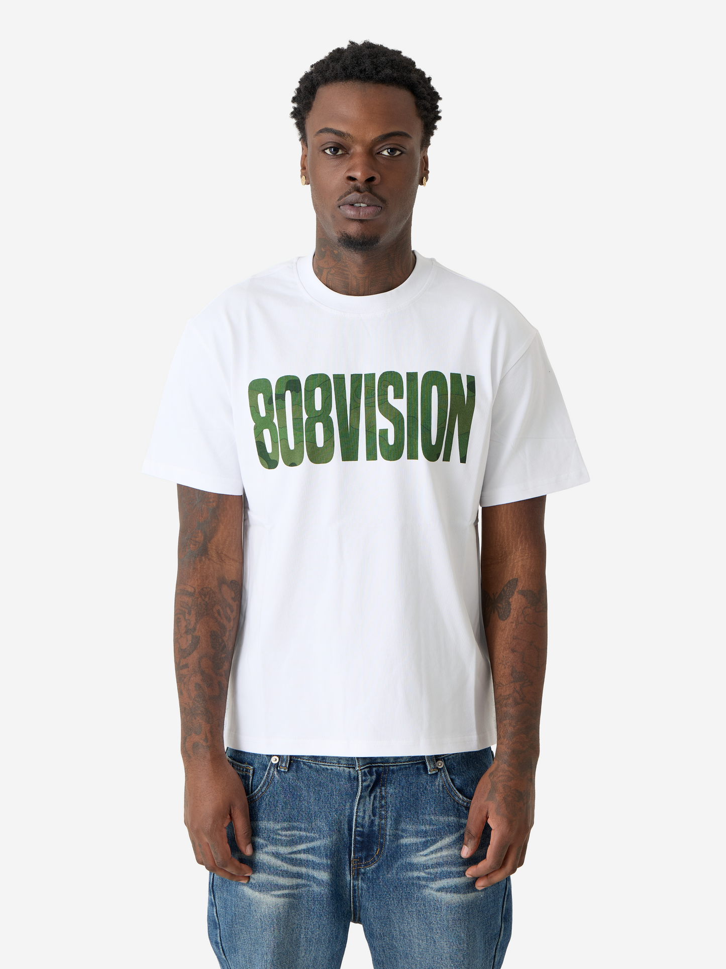 T-shirt 808VISION Camo - Blanc & Vert